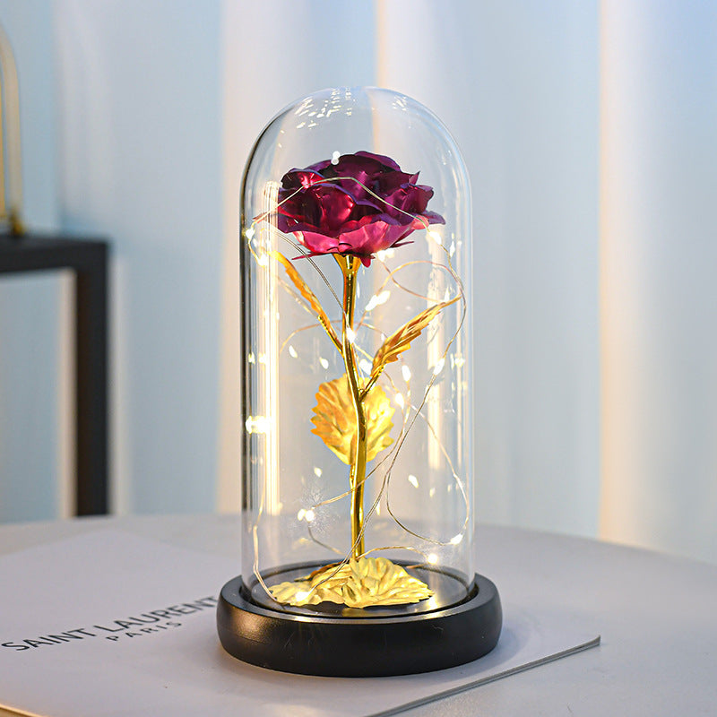 Plastic-Covered Gold Foil Rose Gift Rose Acrylic-Covered Artificial Rose
