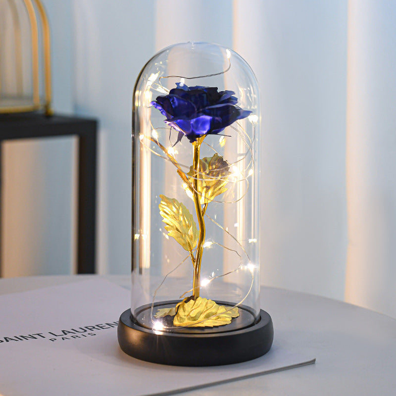 Plastic-Covered Gold Foil Rose Gift Rose Acrylic-Covered Artificial Rose