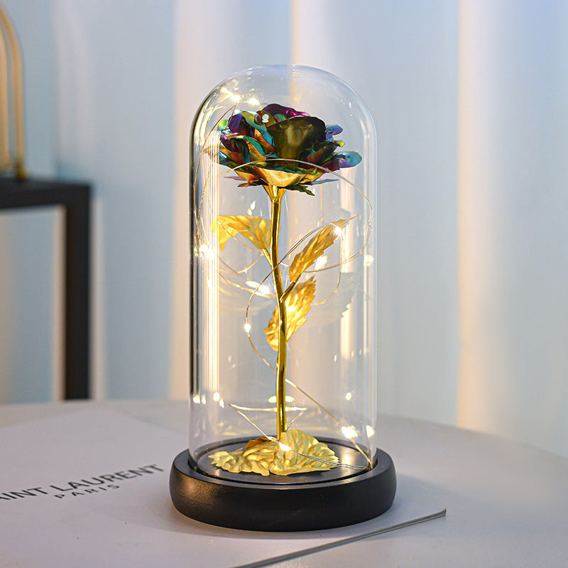 Plastic-Covered Gold Foil Rose Gift Rose Acrylic-Covered Artificial Rose