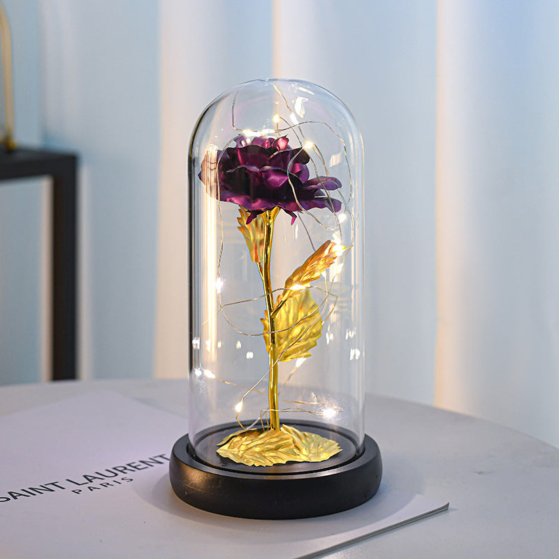 Plastic-Covered Gold Foil Rose Gift Rose Acrylic-Covered Artificial Rose